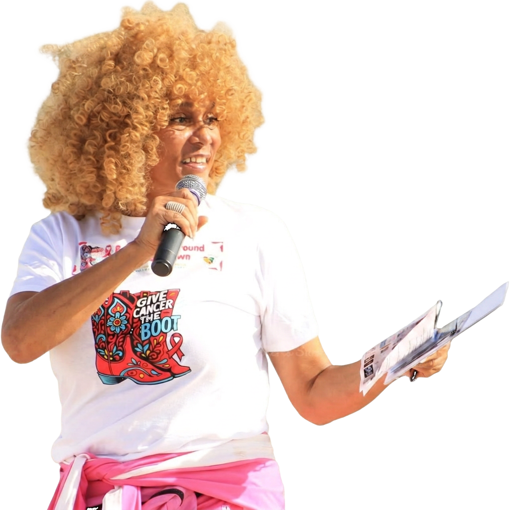 Event host cheering at the walk